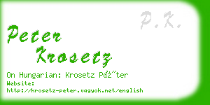 peter krosetz business card